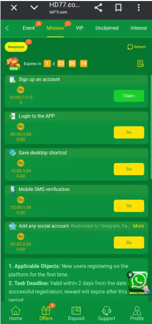 Download and earn from Hd77 Game