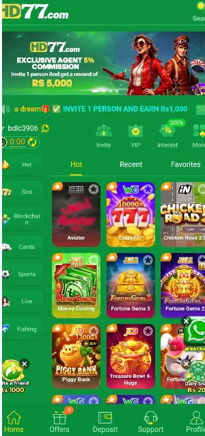Download and earn from Hd77 Game