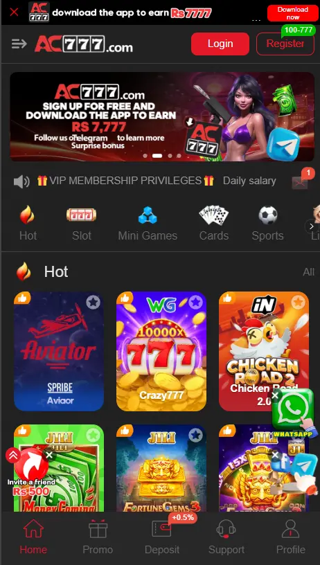 AC777 is a gaming platform where user earn real money.